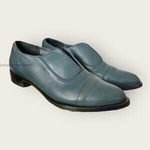 Vintage Jenni Kayne Oxford Slip On Leather Loafers Closed Toe Teal Blue M US 5